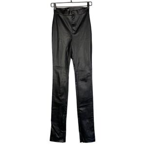 Zara black leather zipper hem high rise pant
